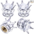 4PCS Crown Bling Tire Stem Valve Caps, Crystal Diamond Car Wheel Tire Valve Caps Universal Copper Core Stem Covers for Cars, SUV, Trucks, Bikes, Motorcycles, Bicycles (Silver)