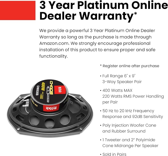 CH6930B 6 x 9 Inch Car Door Speakers - 400 Watts Max (Pair), Coaxial, 3 Way, Full Range, 4 Ohms, Sold in Pairs, Bocinas para Carro