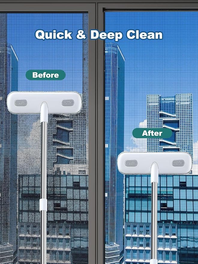 Cleaning Brush for Window Screen, Screen Cleaner Tool, 2 in 1 Mesh Screen Cleaning Brush, Small Brush for Patio, Door, Porch Screens, White &Grey Brush Cleaners for Screen