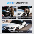 600D Windshield Snow Cover with Side Mirror Covers & Reflective Strips – Extended Flaps, Winter Frost Protector (70×57 inch) for Cars, Trucks, SUVs