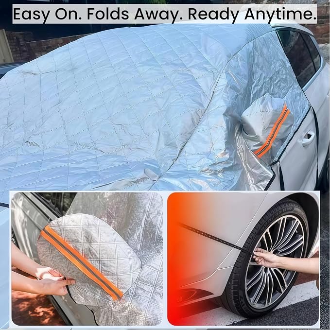 Thickened Full Windshield + Side Window Coverage ，Winter Car Windshield Snow Ice Cover Waterproof,Windshield Sun Shade Cover All Season Universal Protection for Cars, SUVs, Trucks,Minivans.