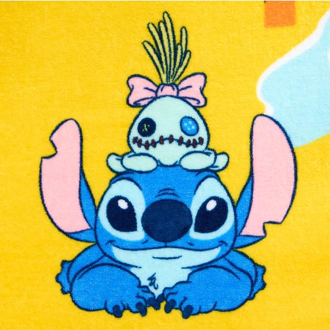 Store Official Stitch Beach Towel with Leroy, Angel & Scrump Screen Art on Topside - Measures 29" x 58" - Soft & Absorbent for Pool or Beach - Bath Towels for Kids Who Love Lilo & Stitch