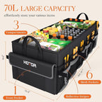 Trunk Organizer - Car Organizer with 5 Pockets, Trunk organizer for SUV, Sedan & Van, Car Organization with Sturdy Base Panel for Car Accessories, Black, 3 Compartments, 31.89"×12.6"×10.6"