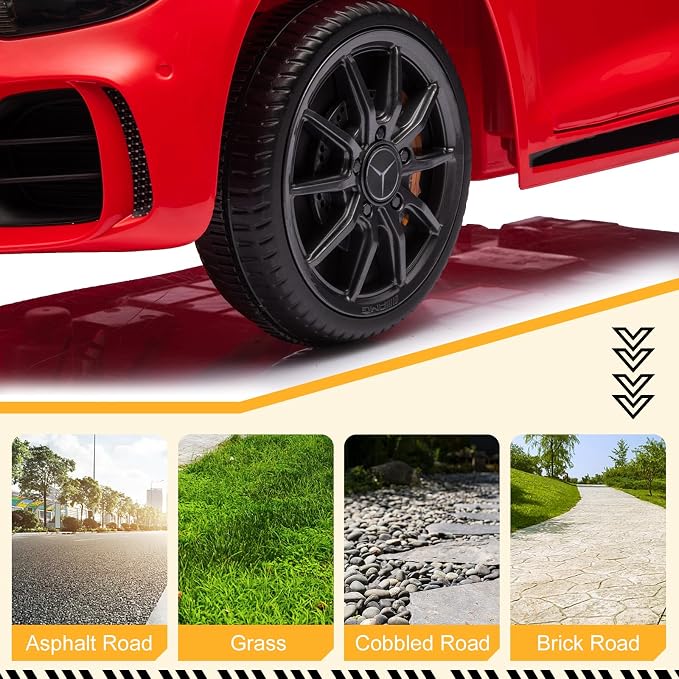 12V Ride on Car, Licensed Mercedes Benz AMG GTR Battery Powered Electric Vehicle, w/Parent Remote, Wider Seat, LED Lights, Openable Doors, MP3 Player, Smooth Start, 3 Speeds - Red