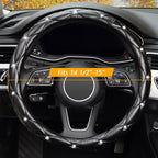 Diamond Soft Leather Steering Wheel Cover with Bling Bling Crystal Rhinestones, Universal 15 inch Anti-Slip, Car Interior Accessories for Women Girls, Black