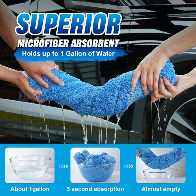 2 Pack Car Drying Towels (48" x 24"), Extra Large Microfiber Towels for Cars, 1400 GSM Ultra-Absorbent, Streak Free, Double Twisted-Loop Drying Towels Car Detailing for SUV, RV, Trucks