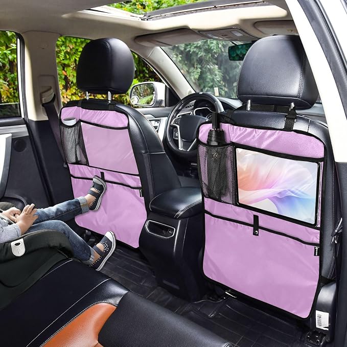 Medium Lavender Magenta Kick Mats Backseat Protector, 2 Pack Car Organizer Back Seat