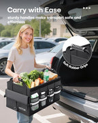 Car Trunk Organizer - Foldable Trunk Organizer for SUV, Car Storage with Reflective Strips & Securing Cover, Large Capacity Car Accessories for Truck, Van & Sedan, Black, 24.4" x 13.8" x 11.0"