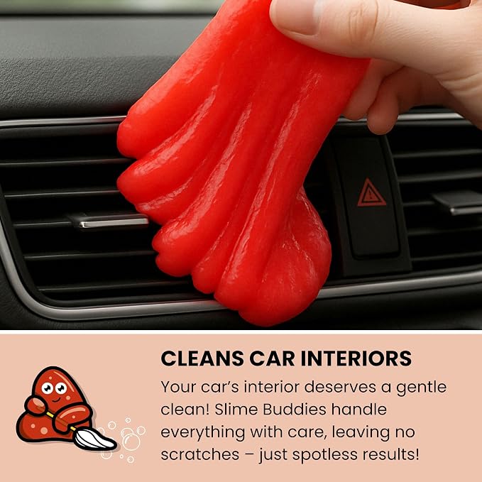Car Cleaning Gel Putty - Strawberry Scented Interior Detailing Tool for Cup Holders, Air Vents & Keyboard - Reusable Auto Detailing Accessories - Dust Remover Goop - Gifts for Men Women