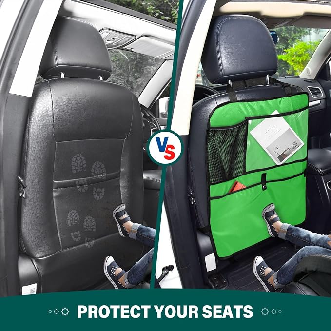 Malachite Back Seat Protector with Storage Pockets, 2 Pack Seat Protector Back