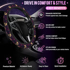 Gothic Skull and Rose Steering Wheel Cover for Women Men Neoprene Breathable Wheel Cover Protector Anti-Slip Car Accessories Universal 15 Inch Fit for Cars Trucks Vehicles