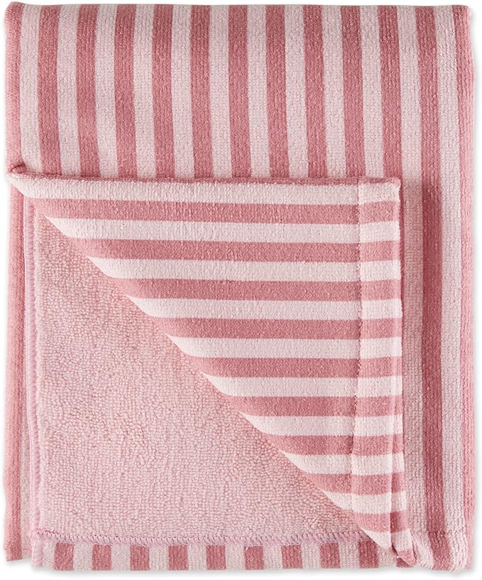 Pet Grooming Microfiber Towel, Striped Collection, X-Large, 41x23.5", Rose