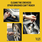 Car Detailing Brush Set 9-Pack with Tire and Wheel Brushes - | 6-pc Scratch-Free Interior Boars Hair Brushes - 1-pc Exterior Tire Brush, Tire Dressing Applicator and Wheel Brush