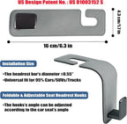 Car Seat Back Hook Universal Auto Storage Hanger Suede with Metal Car Seat Organizer for Handbag Purse Coat Umbrellas Grocery Bags 2 Pack Light Gray