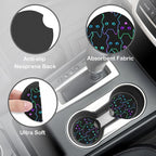 Neon Light Cat Steering Wheel Cover with 2 Pcs Car Coasters Neoprene Steering Wheel Cover for Women Men Anti-Slip Breathable Car Accessories Universal 15 Inch Fit Auto Cars Trucks