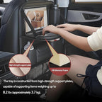 Universal Foldable Car Backseat Organizer with Table Tray, Car Seat Back Protector with Touch Screen Phone Holder, Premium Leather Kick Mats with Storage Pockets Tissue Holder (Black)