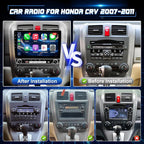 4+64G Car Radio for Honda CRV 2007-2011 Stereo with Wireless Carplay Android Auto, 10.1'' Touchscreen for Honda CRV GPS Navigation Bluetooth WiFi Rear Camera FM Mirrorlink Split Screen SWC