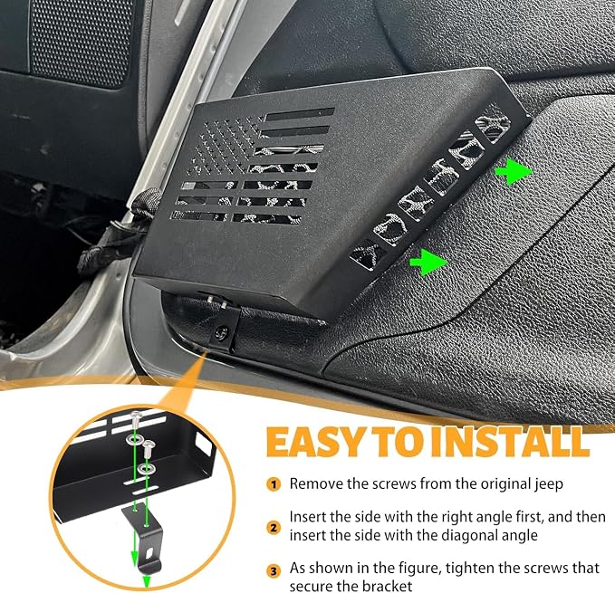 MAIKER 4PCS Metal Front Rear Door Storage Box Compatible with 2007-2018 Jeep Wrangler JK 4 Door, Replaces OEM Door Nets, Expands Interior Storage Space