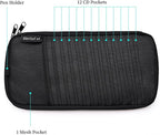 Car CD Visor Holder, 12 Sleeves Organizer with Mesh Pocket | Durable Oxford Cloth, Holds 12 CDs/DVDs, 1 Pen Holder, 1 Back Inner Pocket, Disc Storage Organizer, Fits Most Vehicle Visors