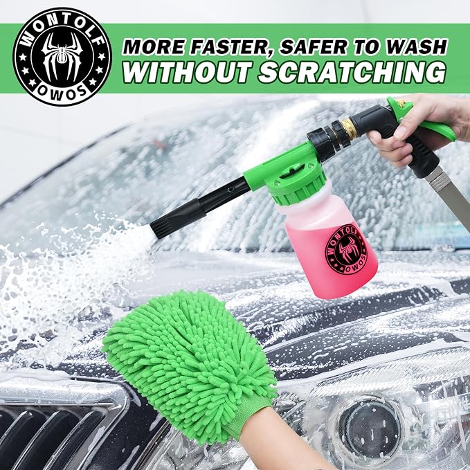 CWK188 Car Wash Kit with Foam Gun, Car Wash Soap, Interior Detailer Cleaner, Wheel Cleaner, Car Care Cleaning Detailing Kit for Cars Trucks RVs SUVs Motorcycles (Works w/Garden Hose), 10 Items