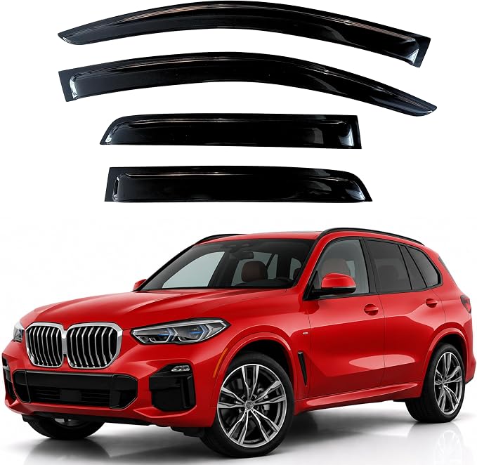 KPY Rain Guards Fit for 2019–2026 BMW X5, Out-Channel Window Visors Vent Wind Deflectors 4PC, Car Accessories for 19–26 BMW X5