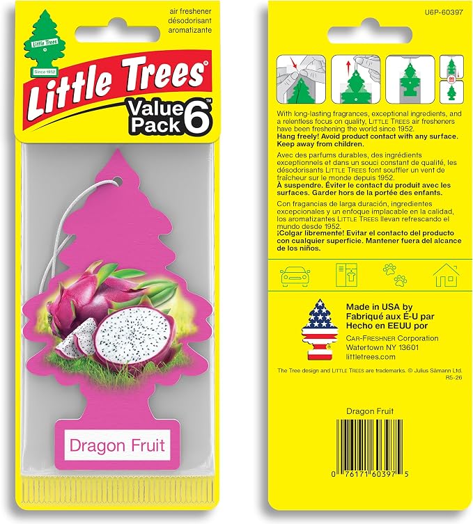 Car Air Freshener | Hanging Tree Provides Long Lasting Scent for Auto and Home | 24 Air Fresheners |Dragon Fruit
