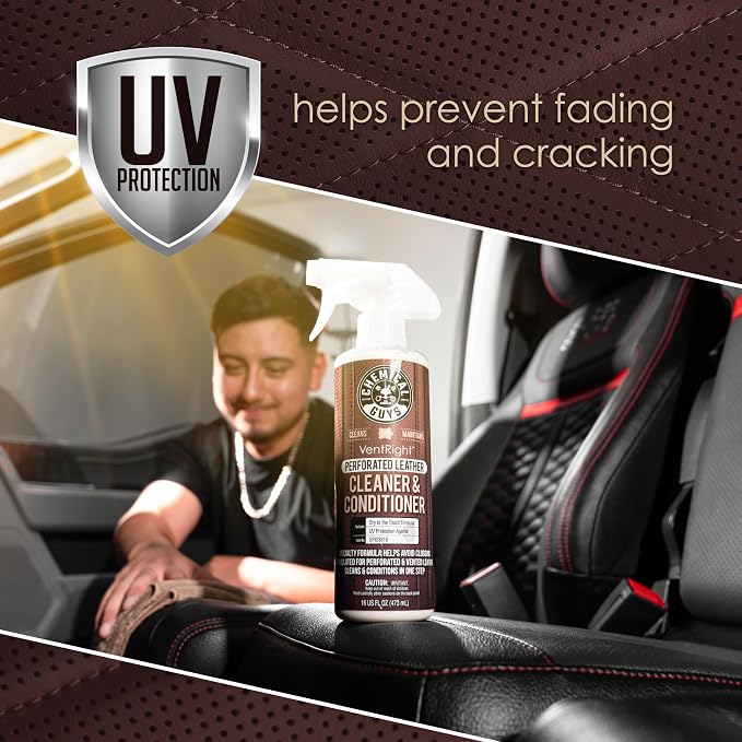 VentRight Perforated Leather Cleaner and Conditioner Deep Cleaning Leather Cleaner for Ventilated Seats with Added Protection Removes Dirt, Oils, Residue and Grime 16 oz