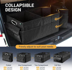 Trunk Organizer for SUV, Sturdy Car Organizer, Non-Slip Bottom, Folded Storage Organizer for Sedan, Van, Jeep, Grocery, Car Accessories, Large 3 Compartments, Art Black,32"×13"×10.6"