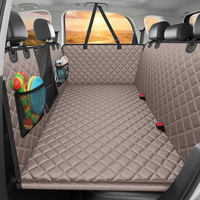 2026 Upgraded Back Seat Extender for Dogs - Large Hard Bottom Dog Car Seat Cover Holds 550lbs, Waterproof Dog Hammock Pet Bed with High-Density Foam Non-Slip Backseat Protector