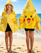 pokee Printed Soft Cotton Terry Hooded Towel Wrap, Absorbent Hooded Towel for Bath Pool Beach Lounging, 28 in x 55 in