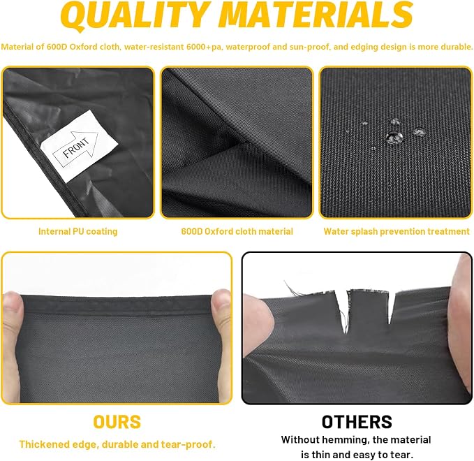Gladiator Cab Cover for Jeep Gladiator JT 2020-2024 4 Door 600D Oxford Gladiator Cover with 6 Gust Hooks Half Cover Protect from Sunshine, UV, Snow, Rain, Wind, Scratch Resistant Black