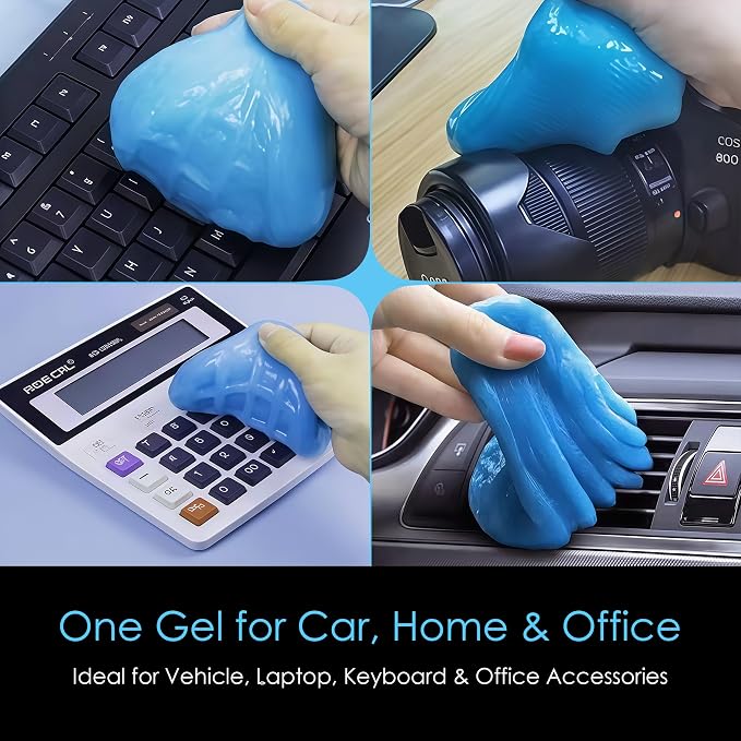 Car Cleaning Gel Putty | Reusable Dust Cleaning Slime for Air Vents, Dashboard, Cup Holders, Keyboard & AC Vent Cleaner | Non-Sticky No Residue Gel (Blueberry Fresh Scent)
