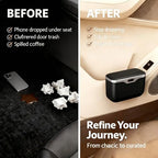 Car Trash Can with Lid - Leakproof Mini Garbage Bin for Door or Seatback,Premium ABS Auto Organizer,Space-Saving Car Garbage Can for Commuters,Families and Pet Owners,Fit for SUV,Sedan,Truck (Black)