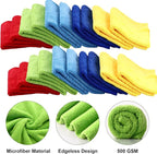 30 Pcs 16 x 16 Inch Edgeless Microfiber Plush Towels for Cars Detailing Drying Wash Polishing Absorbent Cleaning Cloths, 500 GSM (Multicolor)
