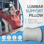 Lumbar Support Pillow for Car, Car Seat Back Support for Driving | Memory Foam Car Lumbar Support for Driving Seat, Car Back Cushion, Adjustable Straps, Lower Back Pillow, PU Leather, Gray
