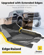 3W Floor Mats (with Metal Pedals) Fit for Ford F-150 2015-2026 & F150 Lightning 2022-2025 SuperCrew, TPE All Weather Car Mats Custom Fit Accessories (w/s Original fold Under-Seat Storage Box)