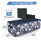 Trunk Organizer for Car, Car Organizer, Sturdy Trunk Organizer for SUV, Non-Slip Bottom, Storage Organizer for Sedans, Van, Jeep, Grocery, Large 3 Compartments, Floral 32"×13"×10.6"