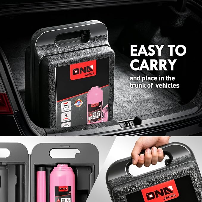 6 Tons / 12000 lbs Lifting Automotive Welded Hydraulic Bottle Jack for Car SUV Pickup Truck, Auto Repair, with Manual Handle & Carrying Storage Case, Pink