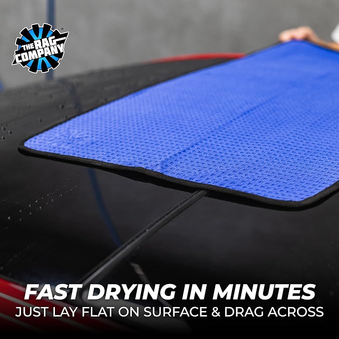 Dry Me A River, Professional Korean 70/30 Blend Microfiber Waffle-Weave Drying & Detailing Towels, Soft Suede Edges, 390 GSM, 20x40 Inches, Royal Blue, 2-Pack