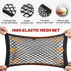 2 Pcs Small Cargo Net Pocket Elastic Mesh Netting Car Mesh Pouch for Trunk RV Boats Home Cargo Storage with Screws and Hooks (17.7'' x 9.8'')