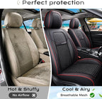 Coverado Car Seat Covers Front Seats, Waterproof Front Seat Covers Nappa Leather Seat Covers for Cars, Breathable Summer Car Seat Cushion Universal Fit for Most Cars SUV Trucks(Front, Black)
