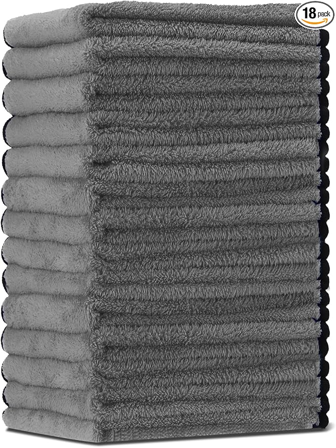 18 Pcs Gray Microfiber Towels: 16"x16" Microfiber Drying Towels Bulk Micro Fiber Car Cleaning Cloth for Cars Drying Washing Polishing Cleaning Household Supplies