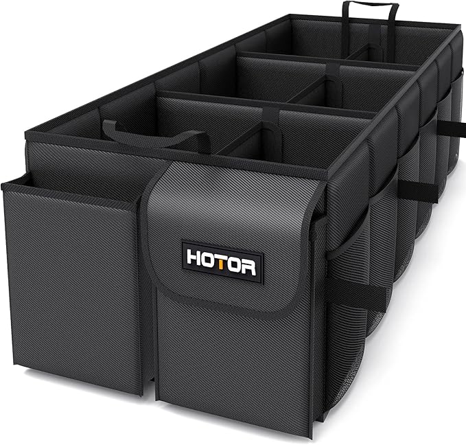 Trunk Organizer - Car Organizer, Foldable Trunk organizer for SUVs & Sedans, Sturdy Car Organization for Car Accessories, Tools, Sundries, Black, 6 Compartments, 34.8"×16.0"×11.6"