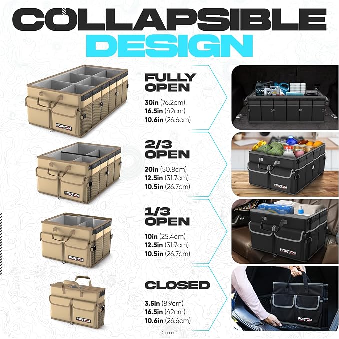 Trunk Organizer For SUV Car Trunk Organizer, Foldable Storage, Car Accessories for Women Men, Collapsible Bag, 600D Oxford, Non Slip Bottom, Straps, Soft Cover (85L)