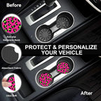 Pink Leopard Steering Wheel Cover,Pink Cheetah Leopard Universal 15" Elastic Car Steering Wheel Cover with 2 PCS Car Coasters,Anti-Slip Breathable Accessories for Auto,SUVs,Truck