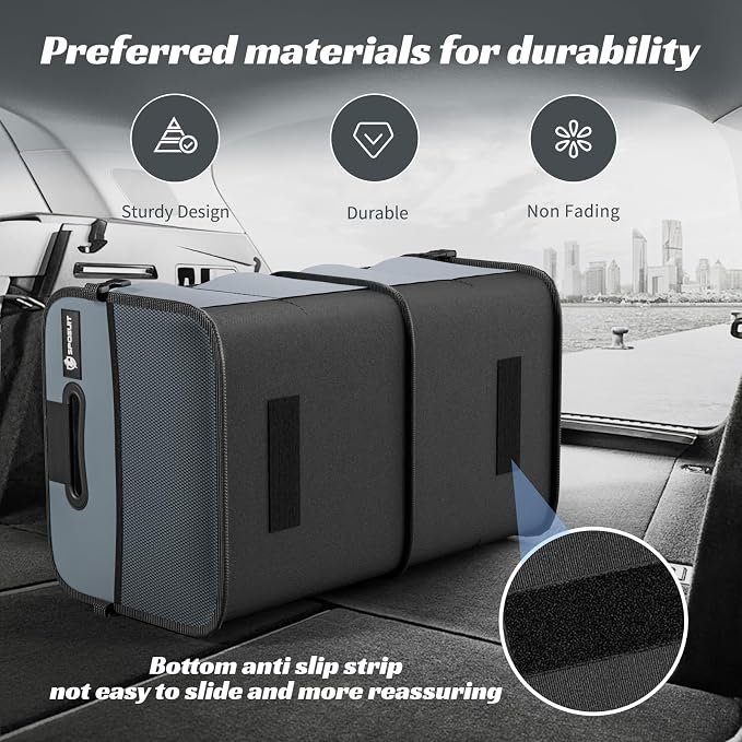 Trunk Organizer for Car - 70L Collapsible Car Storage with 11 Pockets & Reinforced Handles, SUV Trunk Organizers for Grocery Cargo(Grey)
