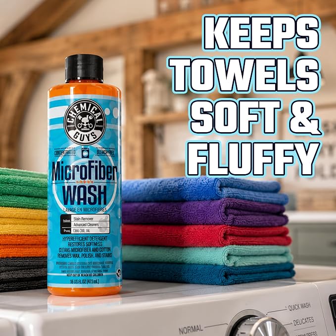 Microfiber Wash Detergent, Concentrated, Fresh Citrus, 64 oz | Microfiber-safe concentrate for towels, mitts, and pads; lifts dirt, grease, and wax, restores softness, no softener needed