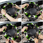 Green Horror Sack Steering Wheel Cover, Non Slip Polyester Car Wheel Protector for Car SUV Truck, Universal 15 Inch