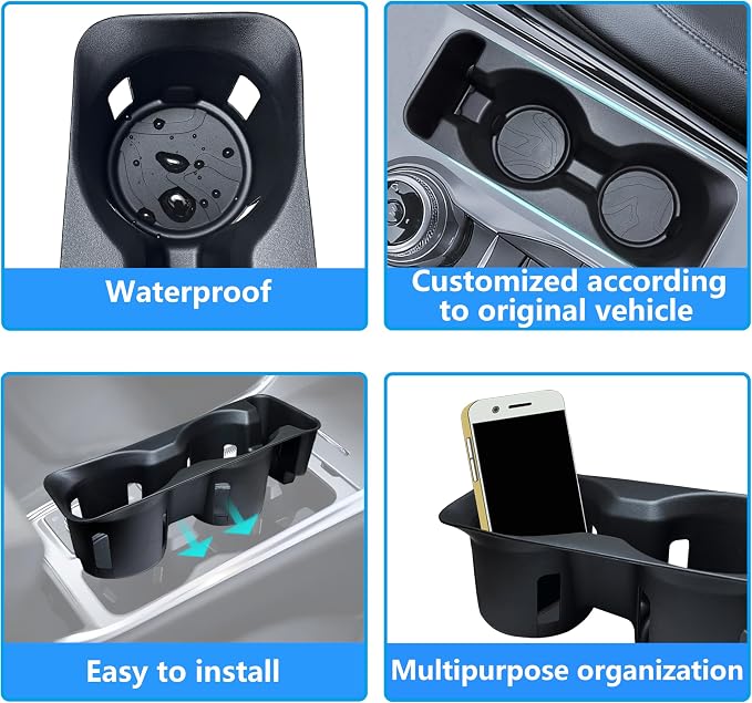 Cup Holder Insert for Ford Explorer 2020 2021 2022 2023 2024 Accessories Center Console Non-Slip TPE Cup Holder Protector Organizer Interior Decoration for Ford Explorer Black