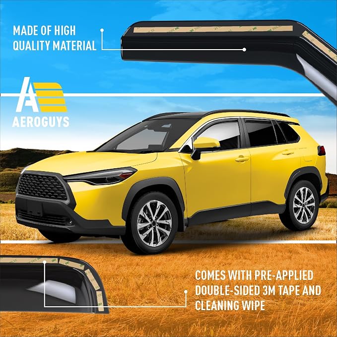 Extra Durable Window Deflectors in-Channel Window Visors Rain Guards Fit for Toyota Corolla Cross 2022-2026, Sun Visors, Wind Vent for Shades, Exterior Car Accessories - 4pcs. AG0493